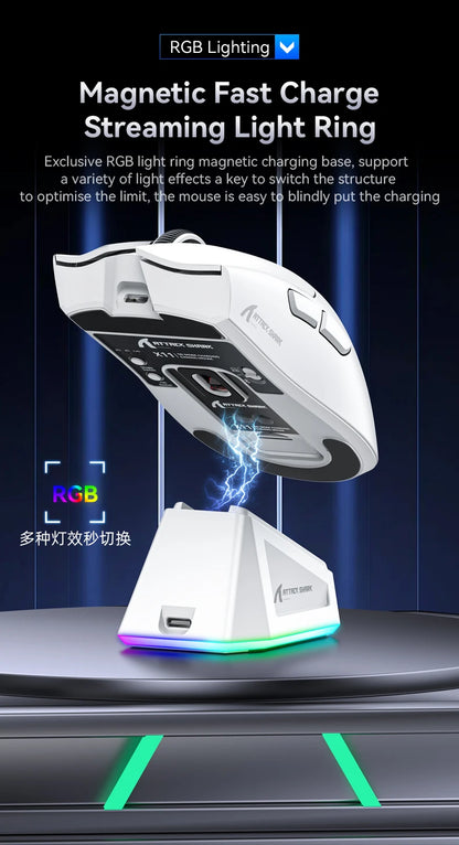 Mysz gamingowa ATTACK SHARK X11 Tri-Mode Lightweight z PAW3311, 22000DPI, 400IPS, 40G, 59g, szybkim ładowaniem magnetycznym i podświetleniem RGB