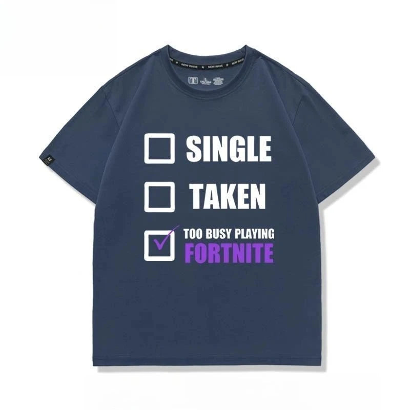 Nowa kreatywna koszulka Fortnite z krótkim rękawem, efektownym nadrukiem cartoon, oddychająca i pochłaniająca pot, dla kobiet i mężczyzn