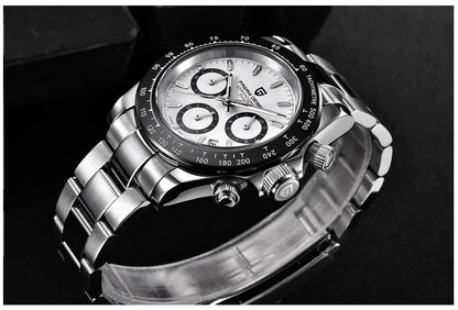 PAGANI DESIGN men’s chronograph watch – Luxury quartz wristwatch, luminous and water-resistant.