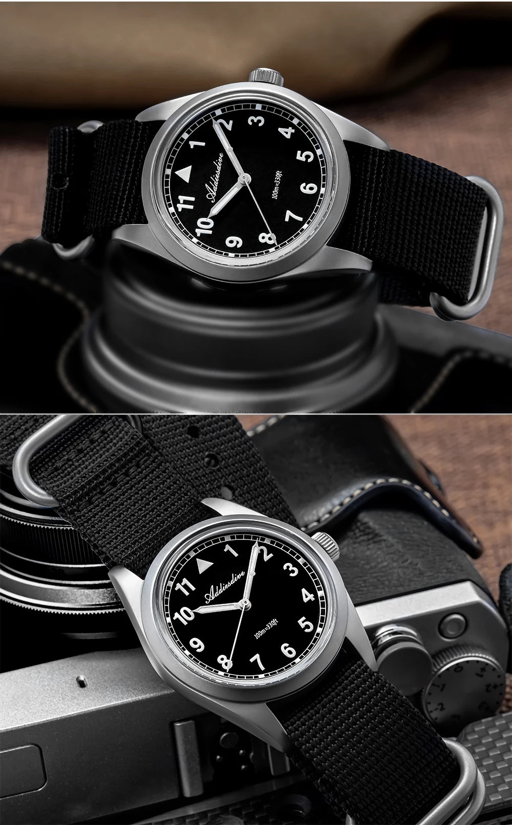 ADDIESDIVE luxus kvarc karóra férfiaknak, új, 36 mm-es, AR-bevonatú buboréküveggel, AD2079, világító, 100 m-es vízállóság, rozsdamentes acél, férfi ajándék