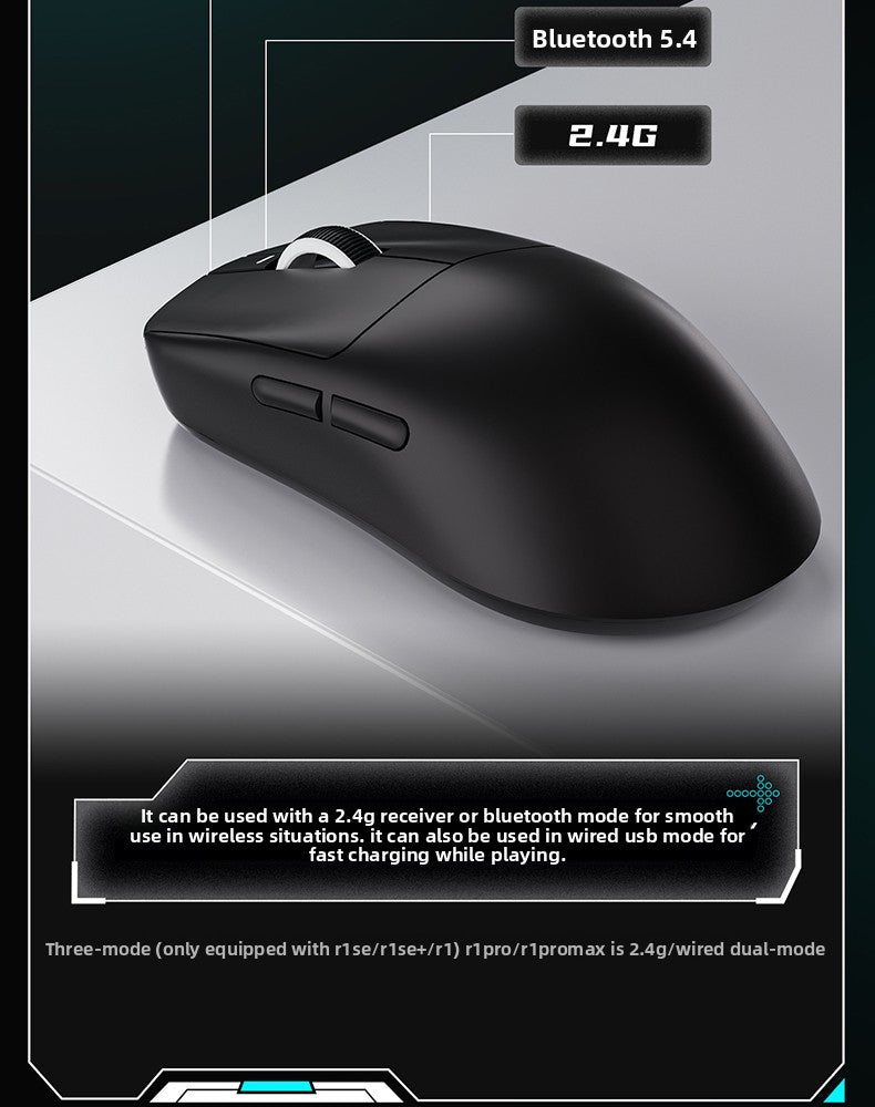 Mouse wireless ergonomico leggero VXE Dragonfly R1 con sensore PAW3395, mouse da gaming tri-mode a bassa latenza per PC, giocatori, ufficio e regalo